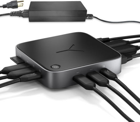 Brydge [해외]브라이드지 스톤 코어 전원 충전 도킹 스테이션 - 10개 포트 100W PD 듀얼 모니터 4K60Hz 8K HDMI SD 4.0 USB-A 및 USB-C 이더넷 Window