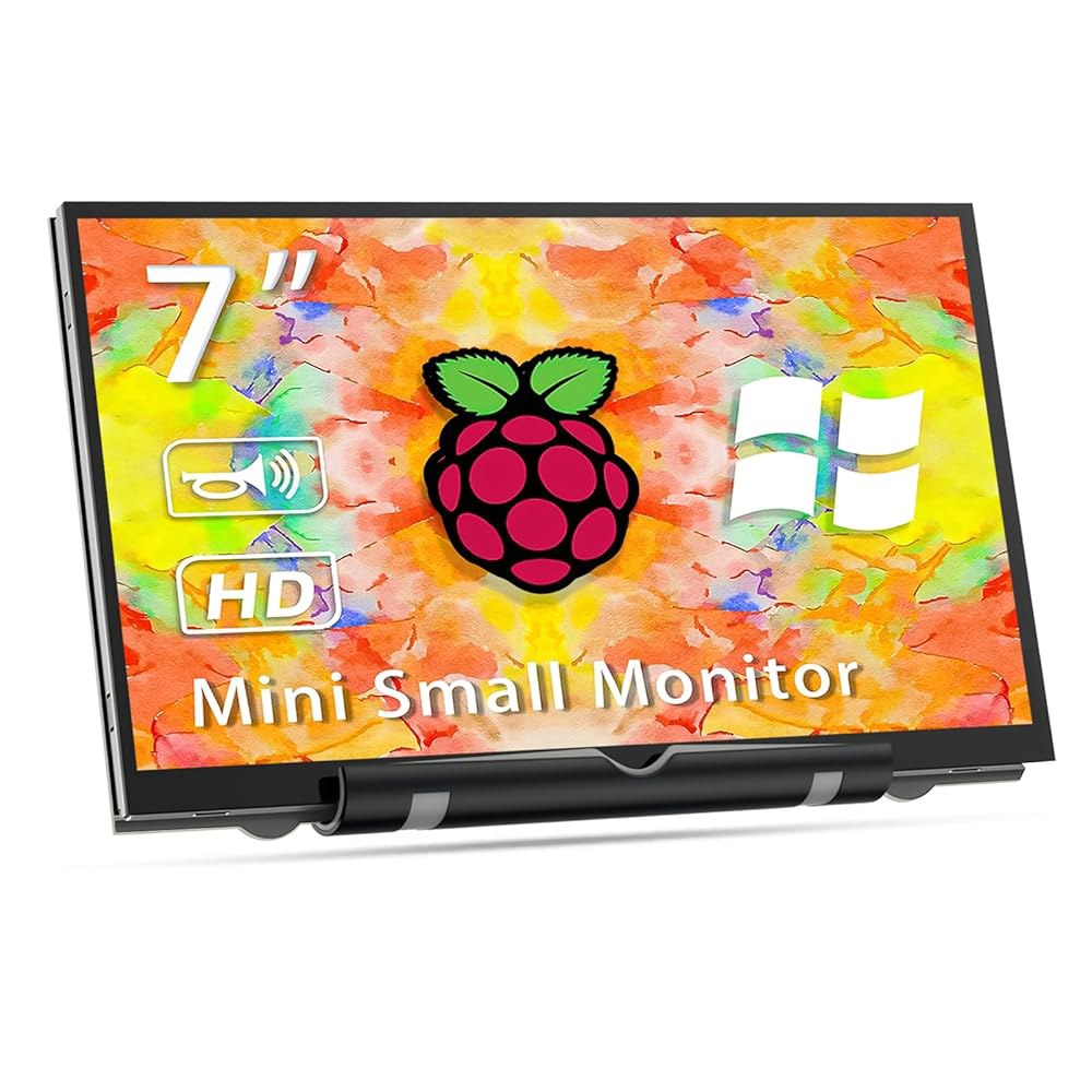 17.8cm(7인치) 라즈베리 파이 디스플레이, 800x480 4/3/2/Zero/B/B+ 모니터, 듀얼 미니 Win11/10/8/7용 포함, HDMI 스피커 LCD 소형 스크린( - 상품 이미지