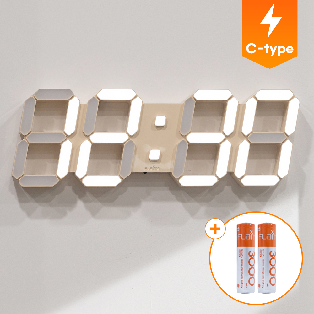 플라이토 무선 LED 벽시계 인테리어 거실 무소음 디지털 전자 벽걸이시계 하이브리드 제품 이미지