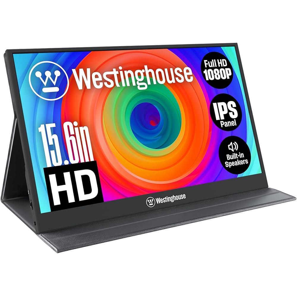 Westinghouse 노트북 및 여행용 15.6인치 미니 디스플레이, 1080p, 내장 마그네틱 스피커, 커버가 보호 스크린, 풀 IPS 1개, 있는 1개 HD USB HDMI - 상품 이미지