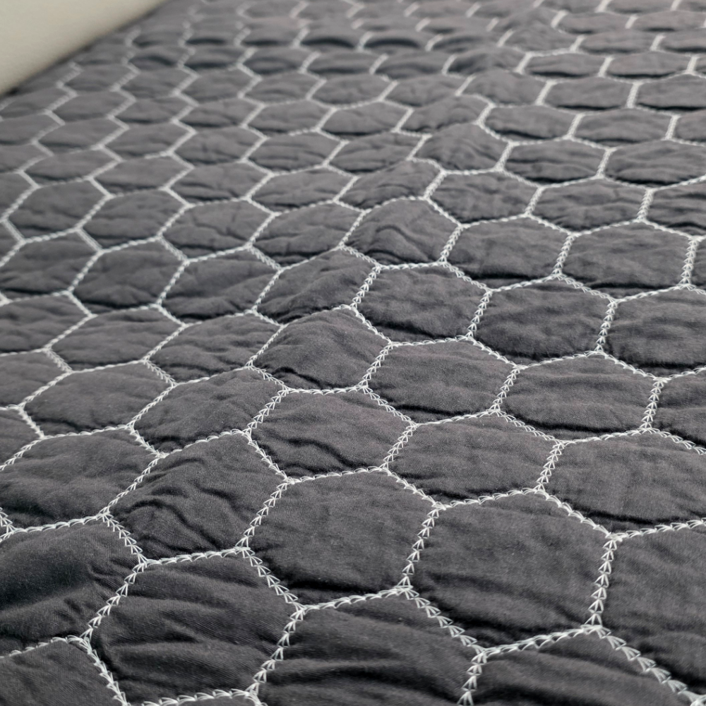 홈집합 코튼 퀼트 핵사곤 소파패드 거실패드 블랙, 3인용