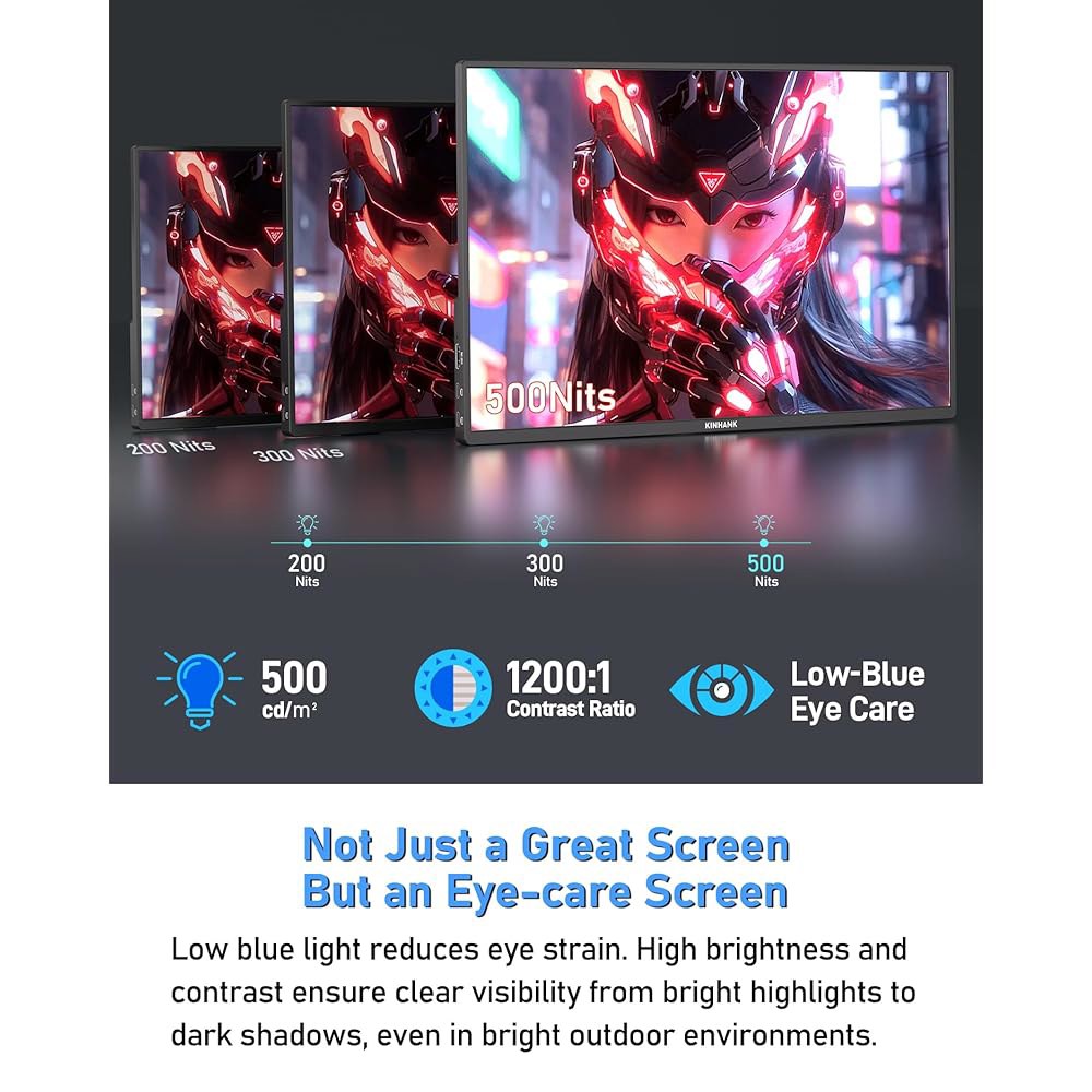 2.5K 144Hz 휴대용 게이밍 모니터 16인치, 포함 플러그 USB-C/HDMI용 앤 sRGB, P-S4/5, 500nits, (K16G) 맥, 2560x1600, 노트북, - 상세 이미지 3