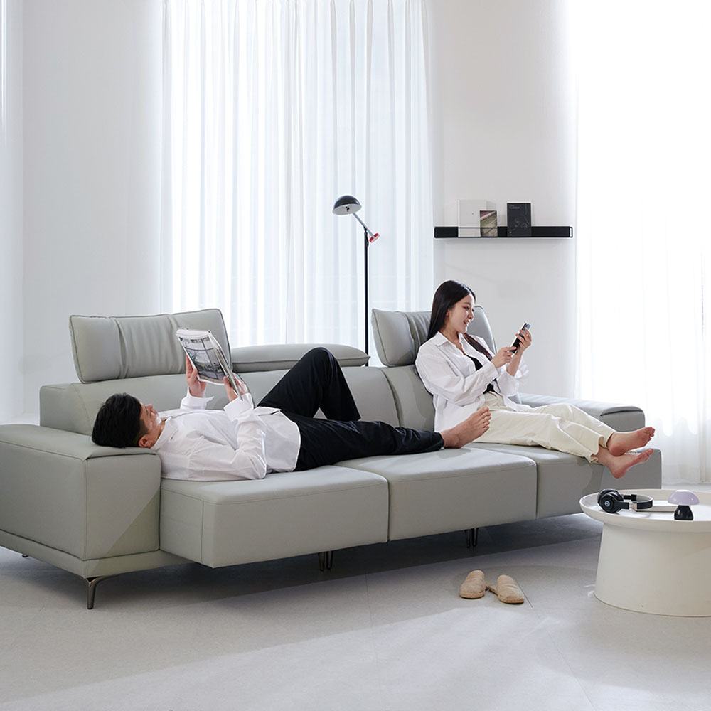 모던홈즈 모디 천연가죽 슬라이딩 모션 리클라이너 4인 소파