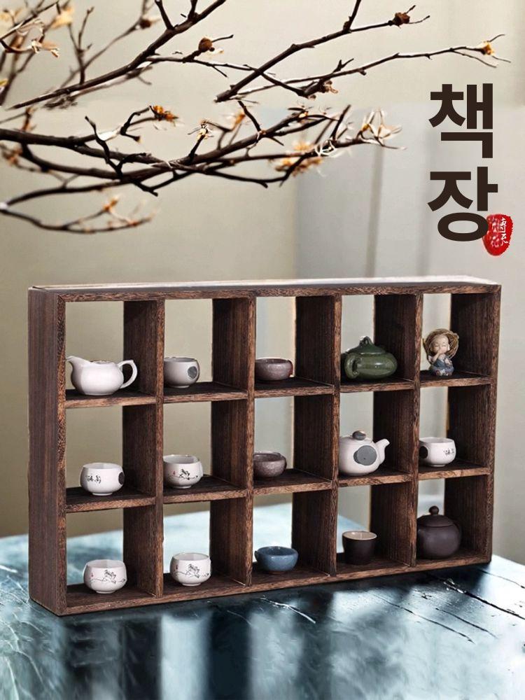 원목 찻잔 거치대 술잔 진열 다기 수납 장식장 머그컵 뉴 카보나이즈드 12칸 a6 - 상세 이미지 2