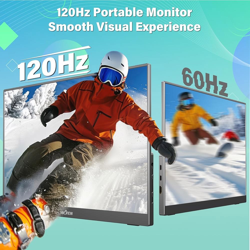 InnoView 16인치 2.5K 120Hz 휴대용 제외) sRGB HDMI Type-C 킥스탠드 아이 (어댑터 여행용 내장 100 스피커 VESA 2 QHD 400Nits 및 - 상세 이미지 2