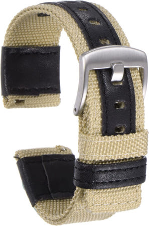 HARFINGTON [해외]남성용 블랙 스테인리스 스틸 버클이 있는 하핑턴 나일론 시계 밴드 퀵 릴리스 캔버스 스트랩 20mm Khaki/Silver