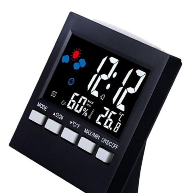 디지털 온습도계 알람 탁상시계 무소음 LED 인테리어 전자시계