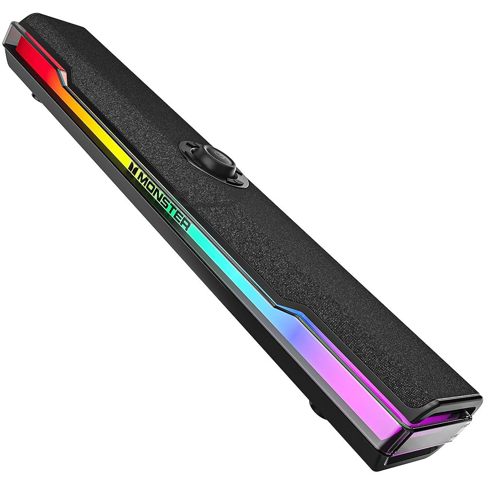 Monster S330 컴퓨터 스피커, HiFi 게이밍 태블릿용 6.0 RGB 바, 스테레오 블루투스 플러그 USB/Type-C 앤 PC 플레이, PC, 노트북, 데스크톱, 사운드 - 상품 이미지