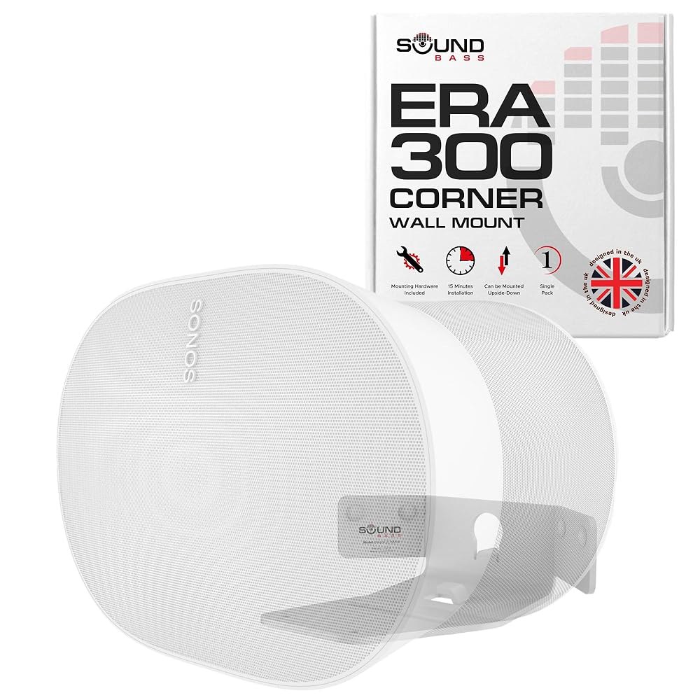ERA300 코너 벽 마운트 브래킷, 하드웨어 프로파일, 화이트, ERA 로우 장착 300 싱글 포함, 스피커와 호환 (1개), Sonos Black - 상품 이미지