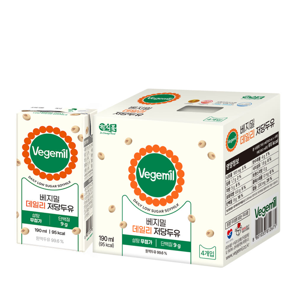 베지밀 데일리 저당두유 190ml x 4팩 체험팩