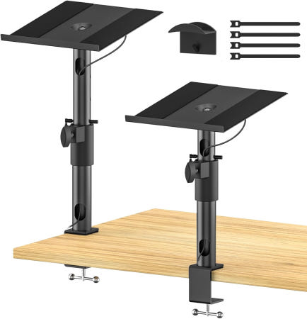 Yibracki 삼성 HW Q990D/Q990C/Q930C Edifier KRK Klipsch Polk Yamaha 대형 스피커용 높이 및 각도 조절 책상 클램프 Desk Clamp Stands