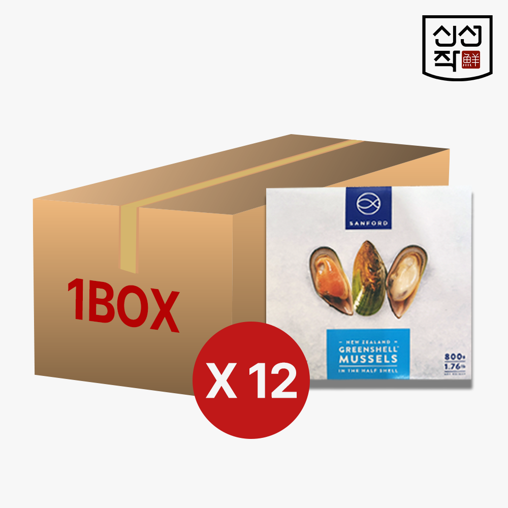 자숙 반탈각 뉴질랜드 그린홍합 M 800g x 12p, 1박스(9.6kg) - 상품 이미지