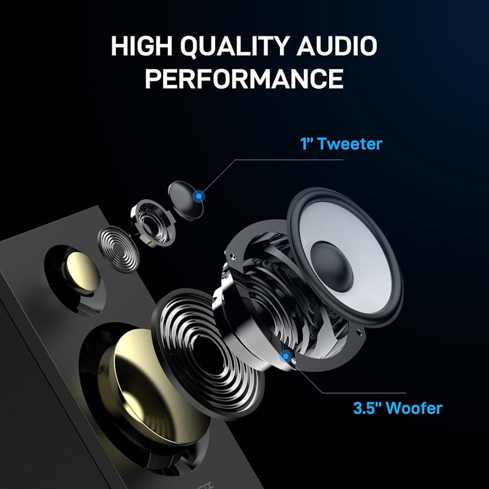 Probox BT16 HiFi 책장 스피커 가능한 - USB DAC 5.3, 스테레오 전원 24비트 PC 60W(30Xx2) 있는 블루투스 및 트레블/베이스가 우퍼, 컴퓨터 3.5 - 상세 이미지 3