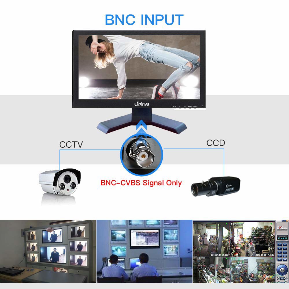 Upinva 19인치 와이드 스크린 모니터 USB 입력 IPS HDMI AV 및 스피커1 카메라 모바일 VGA 디스플레이 보안 BNC 내장 1440x900 사무실 LCD 풀 HD - 상세 이미지 2