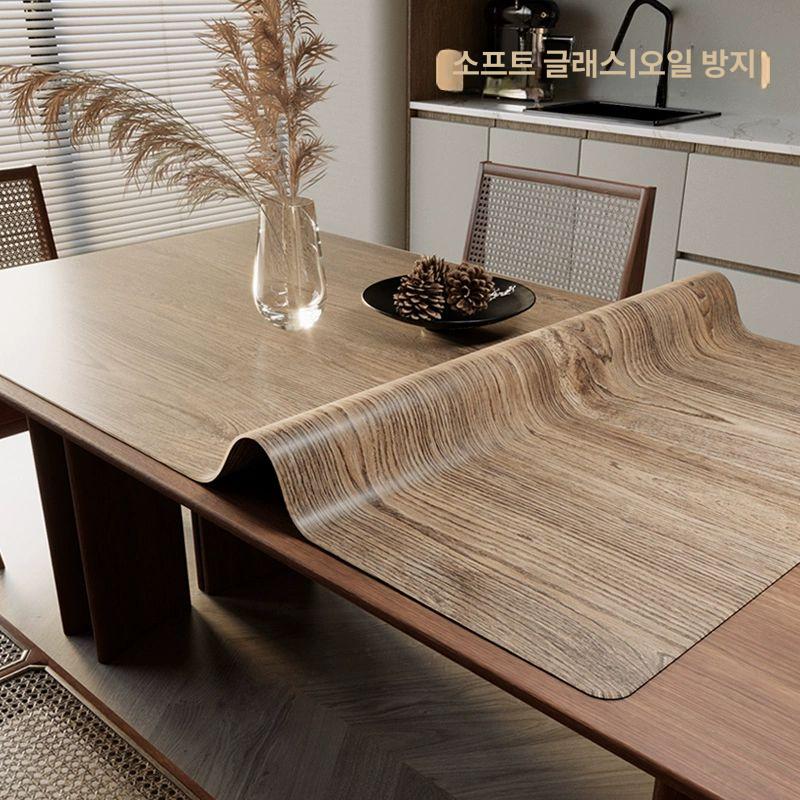 나뭇결 직사각형 나무 호두 감성 데스크매트 앤틱 접시 디너 찻잔 우드 식탁매트 타원형 - 상세 이미지 3