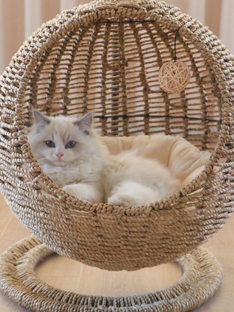 고양이 해먹 라탄 하우스 침대 걸이형 숨숨집 고양이집 둥지 바구니 반려묘 - 상세 이미지 2