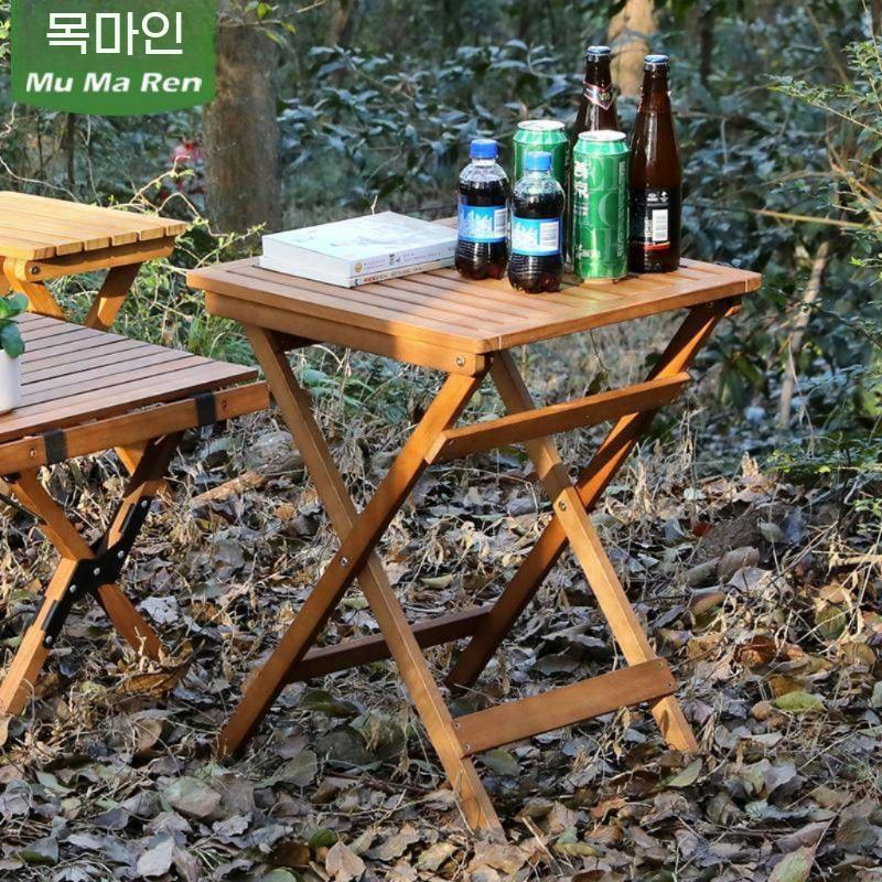 야외 티테이블 캠핑 옥상 테라스 원목 테이블세트 카페 - 상세 이미지 3