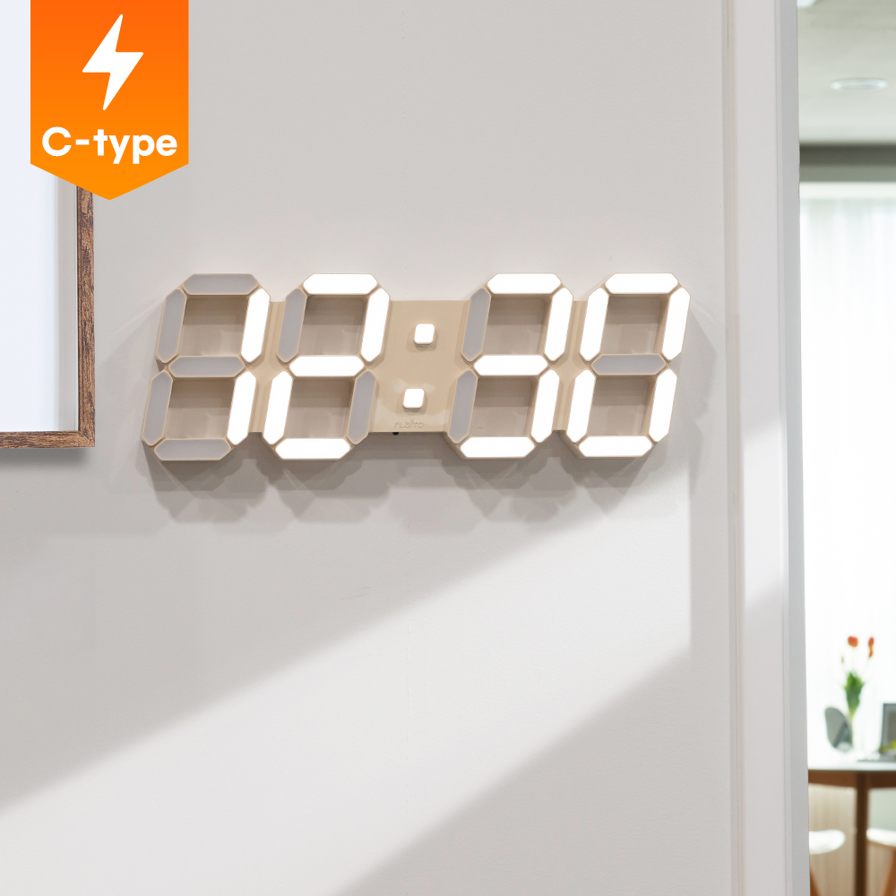 플라이토 무선 LED 벽시계 인테리어 거실 무소음 디지털 전자 벽걸이시계 하이브리드