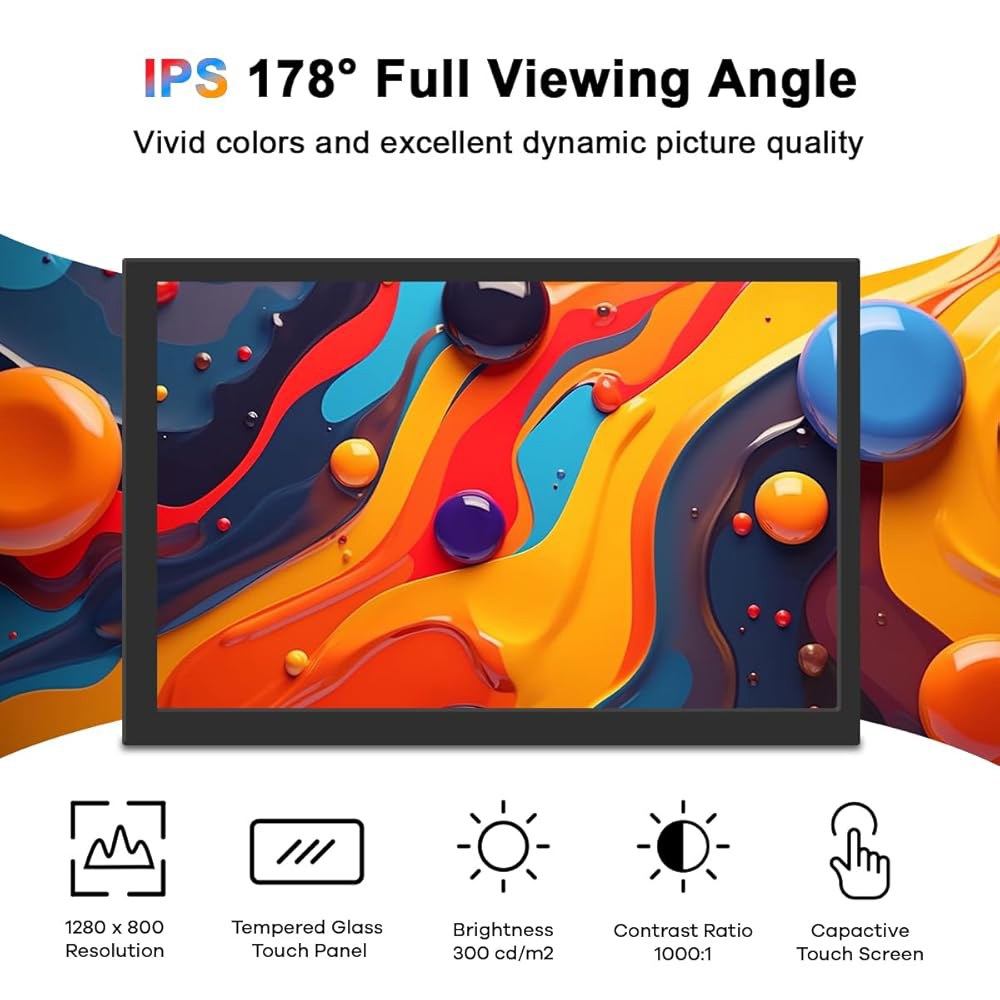 Hosyond 10.1인치 LCD 터치스크린 IPS PS4 쉘 스크린 휴대용 1280x800 HDMI 5/파이 스피커 모니터 4/3B+ 라즈베리 7/8/10용 디스플레이 파이 내장 - 상세 이미지 2