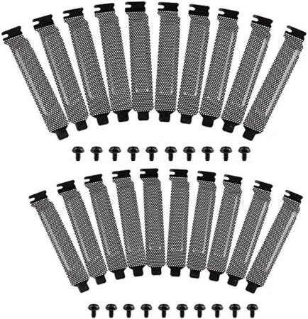 [해외]20피스 PCI 슬롯 커버 하드 스틸 먼지 필터 블랭킹 플레이트 나사가 있는 컴퓨터 케이스용 통풍