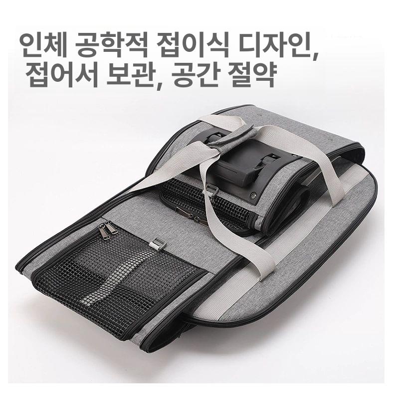 고양이 기내용 켄넬 산책가방 네모백팩 백팩형 투명 창 다크그레이 트롤리 60cm - 상세 이미지 4