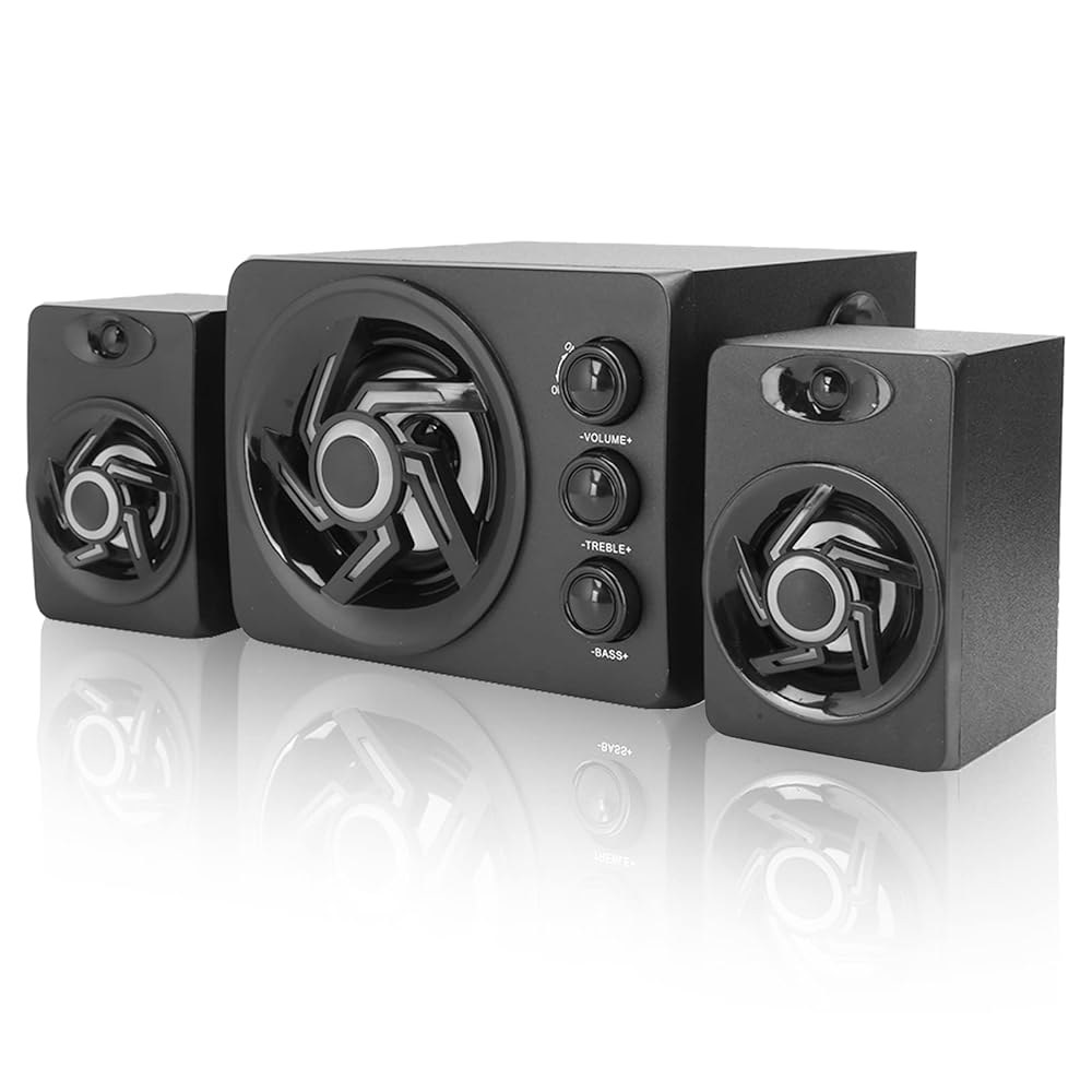 PC 컴퓨터용 패시브 책장 스피커, AUX 3.5mm 채널 3D 트레블 및 2.1 주변 시어터 조절 스테레오 가능한 홈 베이스 - 상품 이미지