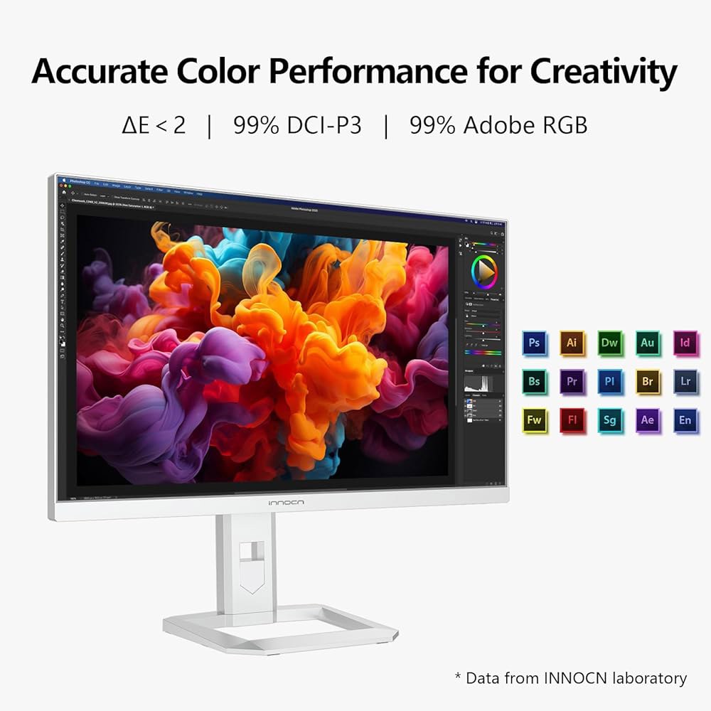INNOCN 27인치 미니 LED 4K 밝기, IPS, sRGB, HDMI HDR1000, 장착 1.07B 높이 자동 모니터, 화이트 99 DP, 조절 가능, 색상, USB-C, - 상세 이미지 3