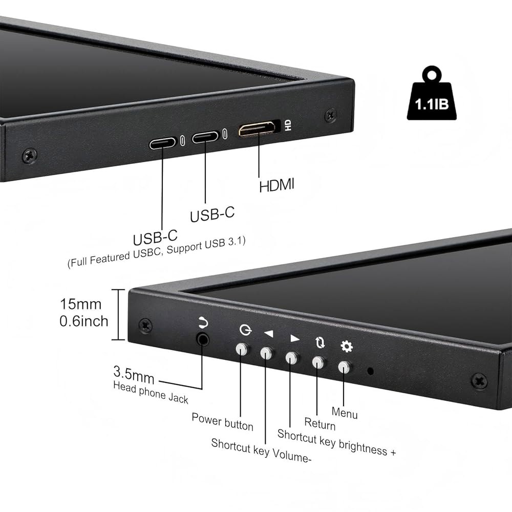 12.3인치 보조 모니터, IPS 스트레치 스피커 LCD CPU Aida64 금속 윈도우 내장 디스플레이 RAM 소재, 720 컴퓨터 여행용 1920 미니 GPU 노트북 HDMI - 상세 이미지 3
