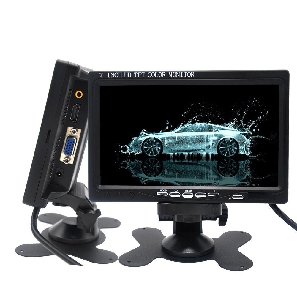 Padarsey 7인치 모니터 HDMI - 스크린 HD 스피커 LCD DVR 디스플레이 1024x600 VGA 내장 AV CCTV 파이 B+ PC 3 컴퓨터 TFT 라즈베리 차량용 - 상품 이미지