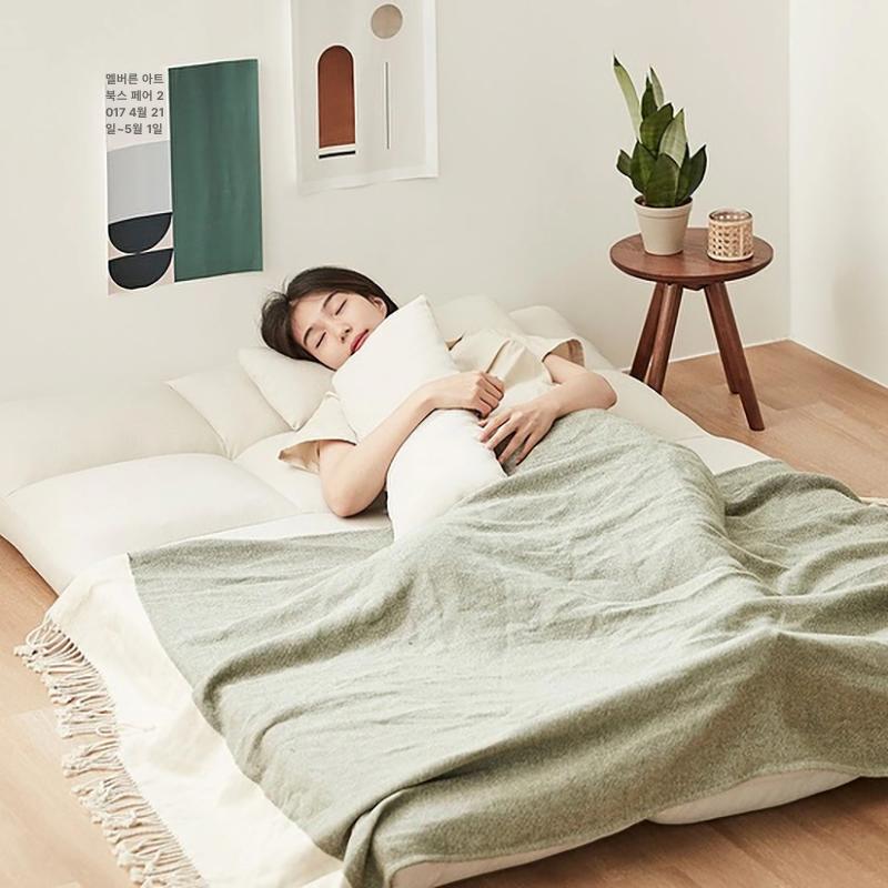 좌식 저상형 낮은 원룸 다리없는 바닥 자취방 패브릭 그레이 - 상세 이미지 3