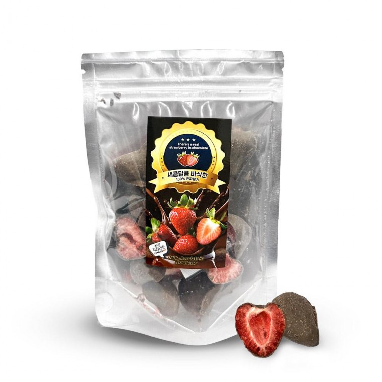 새콤달콤 바삭한 수제 동결 건조 딸기 초코 초콜릿 다크 50g - 상품 이미지
