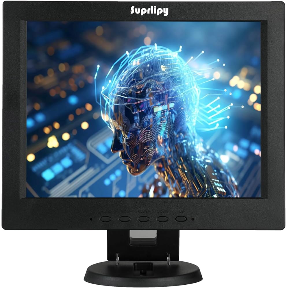 Suprlipy 12인치 TFT LCD 보안 스크린 카메라용 4 3 감시 내장 모니터 CCTV HDMI/VGA/AV/BNC/MIC 제어 지원 원격 컬러 800x600 USB 포트 - 상품 이미지