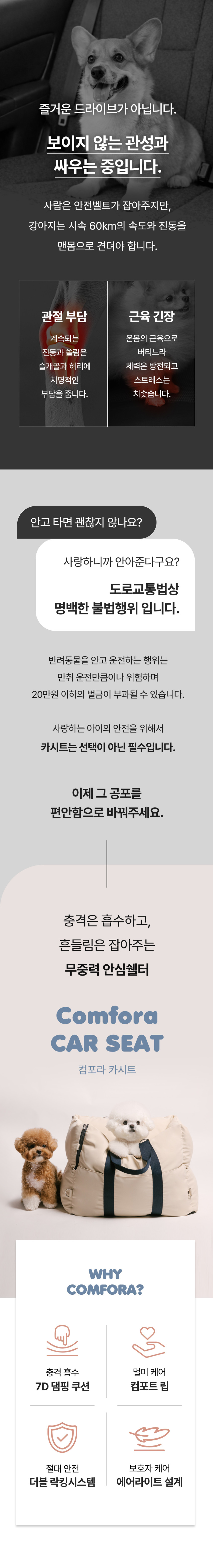 강아지 카시트 이동 가방 중형견 방수 드라이빙킷 컴포라 판매처 상세 정보 이미지 2