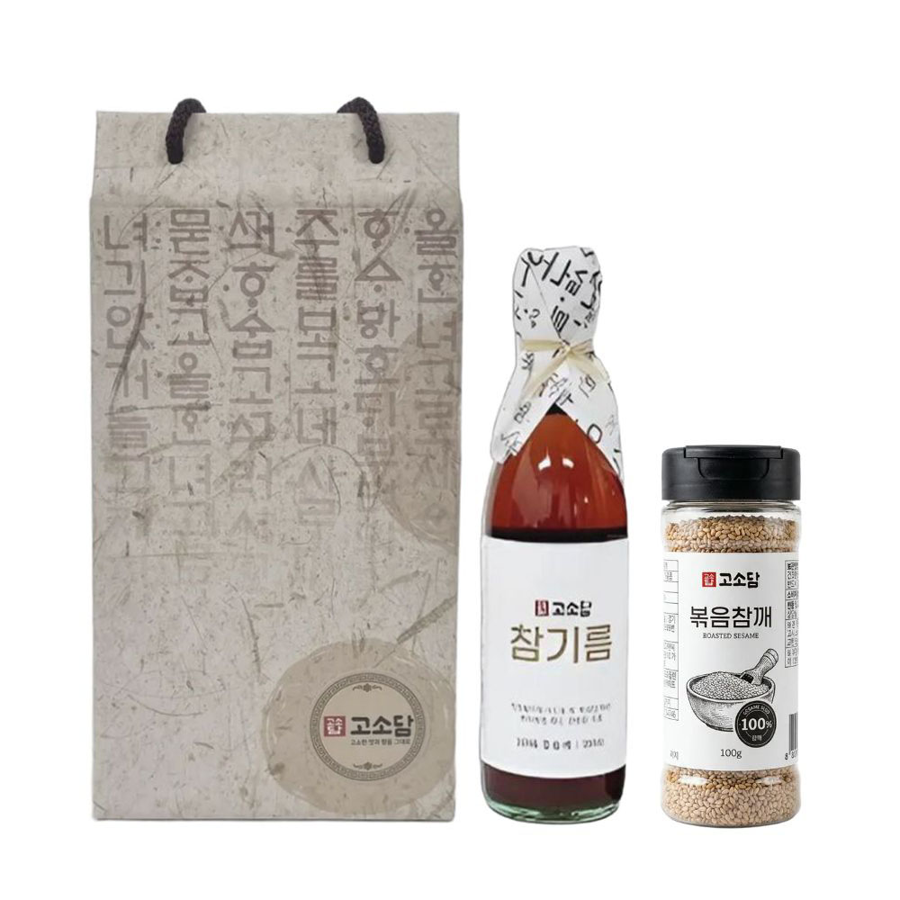 침전물없는깨끗한 고소담 참기름 350ml + 참깨 선물세트  통참깨100% 답례품 통깨 명절선물 - 상품 이미지