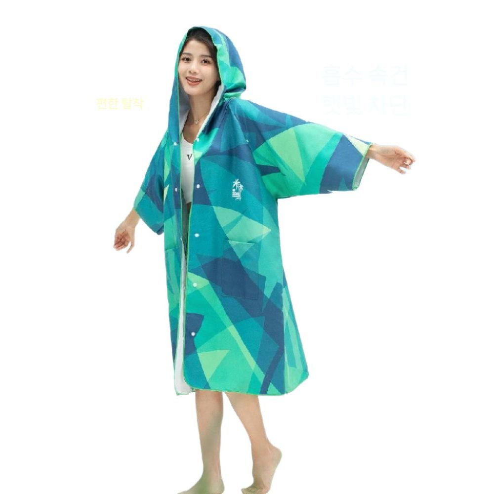 여성 수영가운 후드 빠른 비치웨어 망토 비치가운 커플 프리사이즈 - 상품 이미지