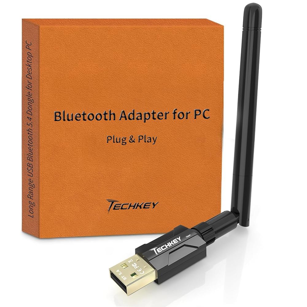 데스크탑 PC용 USB 블루투스 5.4 1500FT 11/10/8.1, 5dBi 노트북 플러그 윈도우 장거리 안테나 플레이, 헤드폰/헤드셋/스피커/마우스/키보드/프린터 앤 어댑터 - 상품 이미지
