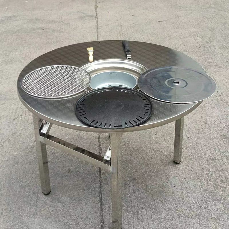 고깃집 테이블 숯불 화로 펜션 바베큐 접이식 원형 옥상 표준 55cm 소형 바비큐 그릴 - 상품 이미지