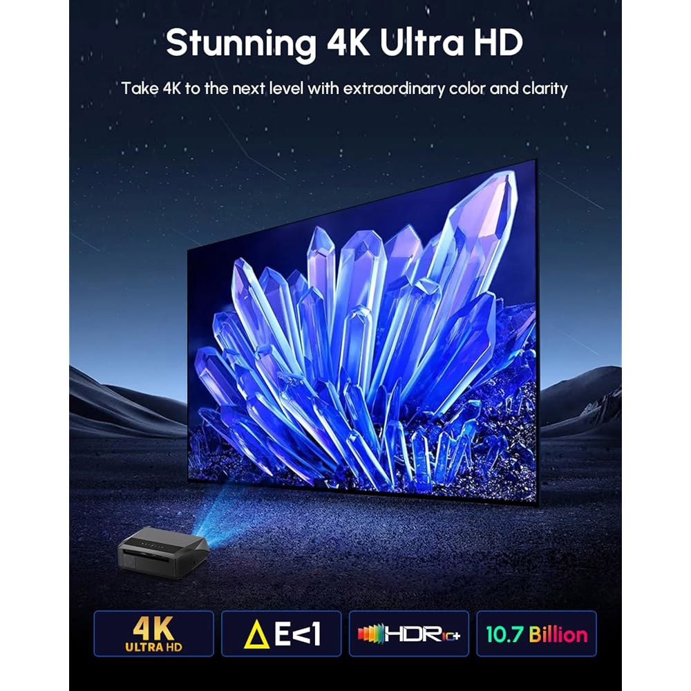 스마트 4K 주간 프로젝터 2300 무선 영화 노래방, 게임 및 스피커, 자동 실내 2개 마이크 시어터 초점 WiFi6 실외 천장 NFC AI HDMI/USB/전화/PC용 프로젝터 - 상세 이미지 2