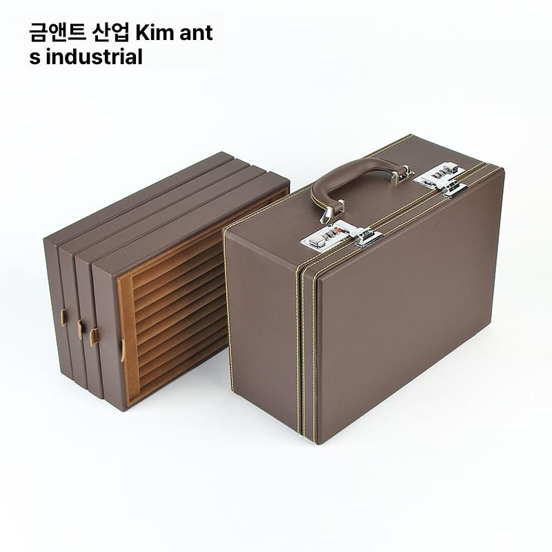 보석 귀중품 자물쇠형 번호자물쇠 서랍형 유리문 보석함 외부 커피 내부 커피 - 상세 이미지 2