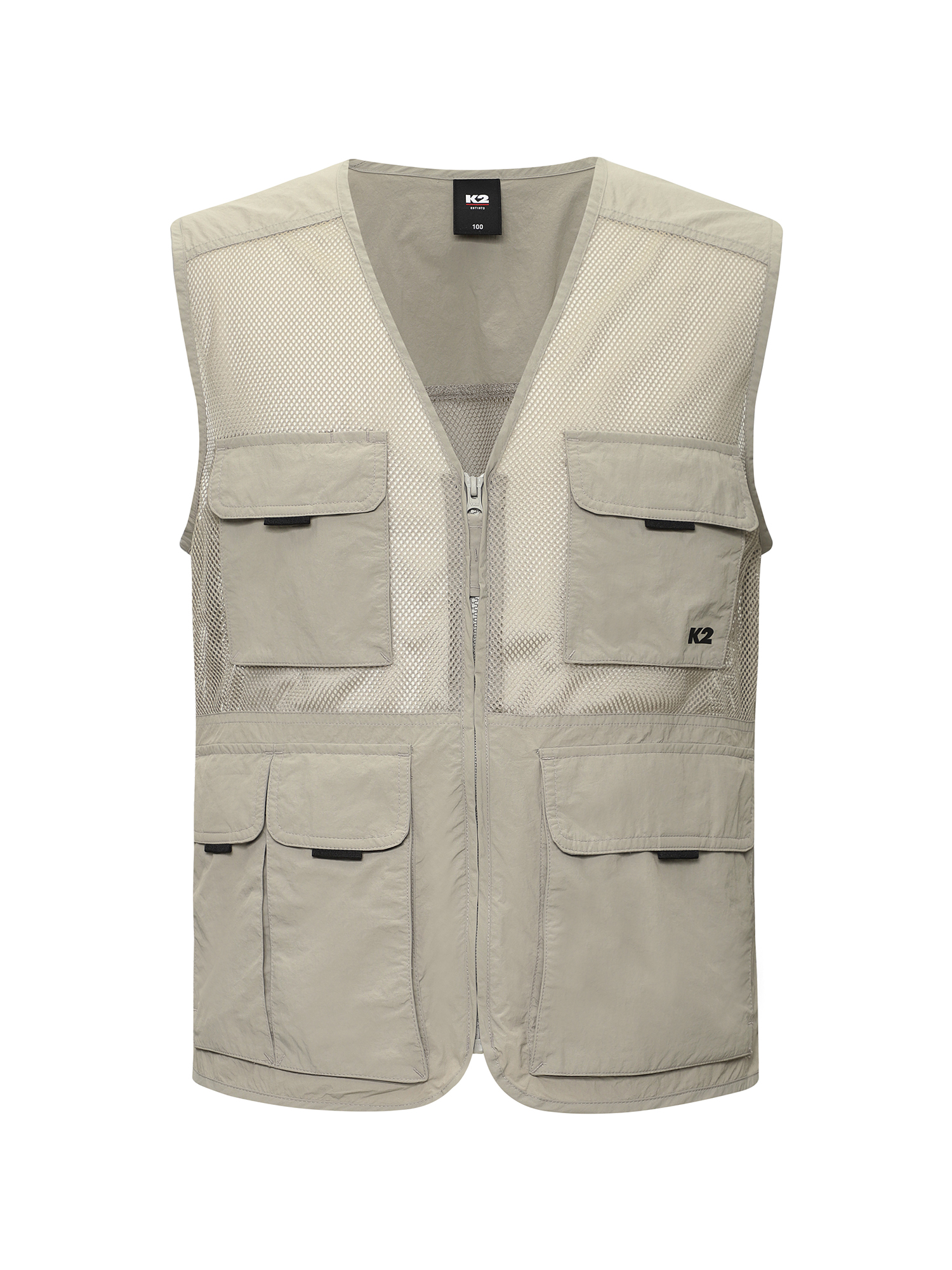 [본사직영] K2 남성 FLYHIKE 유틸리티 V넥 메쉬 베스트 D/GRAYISH BEIGE KMM25627JS - 상품 이미지