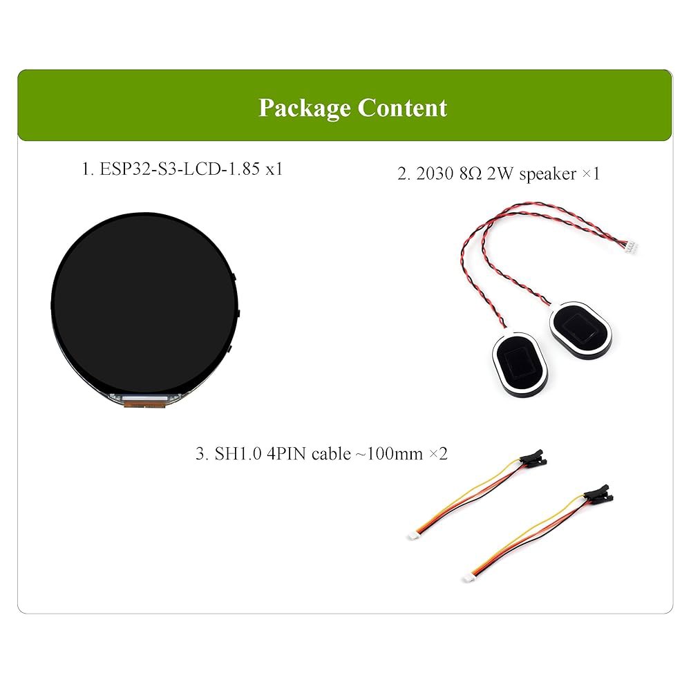 ESP32-S3 1.8인치 원형 디스플레이 개발 작용 오프라인 음성 포함 8 보드, IPS 360 360 LCD, 및 2W 오디오 코덱, 스피커 지원, AI 인식 240MHz, - 상세 이미지 2