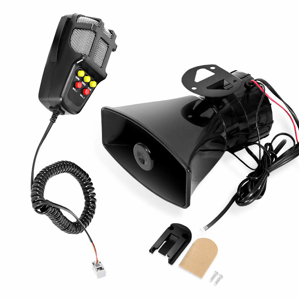 자동차 사이렌 스피커 100W 12V 시스템 PA 앰프 사운드 마이크 비상 5톤 5 Tone / color button - 상품 이미지