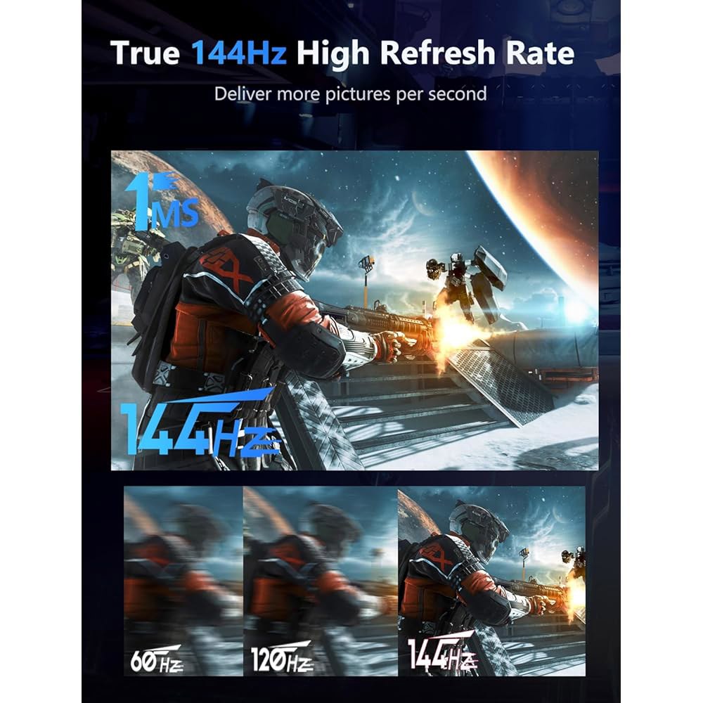 2.5K 휴대용 게이밍 모니터, 18인치 USB 및 Xbox 스위치용 PC 스마트 듀얼 노트북 번째 여행용 HDMI 폰 모니터 C PS4/5 컴퓨터 스피커 144Hz IPS 스크린 - 상세 이미지 3