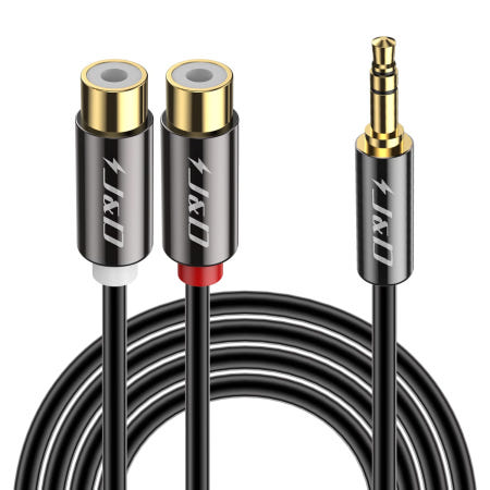[해외]J&D RCA to 3.5mm 케이블 1/8인치 옥스 수 - 2RCA 암 스테레오 오디오 코드 금도금 Y 스플리터 (스마트폰 태블릿 MP3 컴퓨터 스피커용) 1피트 1 Fe