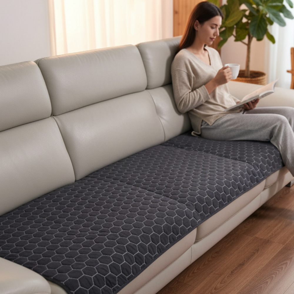 홈집합 코튼 퀼트 핵사곤 소파패드 거실패드 블랙, 3인용