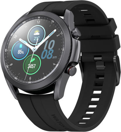 [해외]삼성 갤럭시 워치용 멜리야 밴드 46mm 밴드/기어 S3 프론티어 워치 3 45mm/클래식 남성 및 여성용 22mm 소프트 실리콘 스포츠 팔찌 스트랩 Black