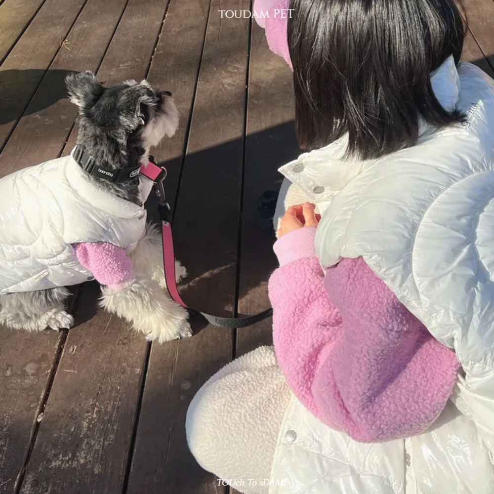 뚜담펫 견주 강아지 커플패딩 강아지 고양이 발열패딩