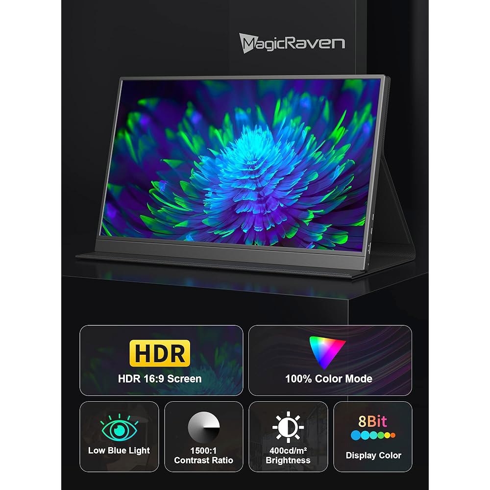 MAGICRAVEN 4K 휴대용 모니터, 17.3인치 400Nits 3840x2160 C 디스플레이, USB 스피커 PC 커버, 노트북 PS4/5 및 IPS Xbox 스위치용 폰 - 상세 이미지 3