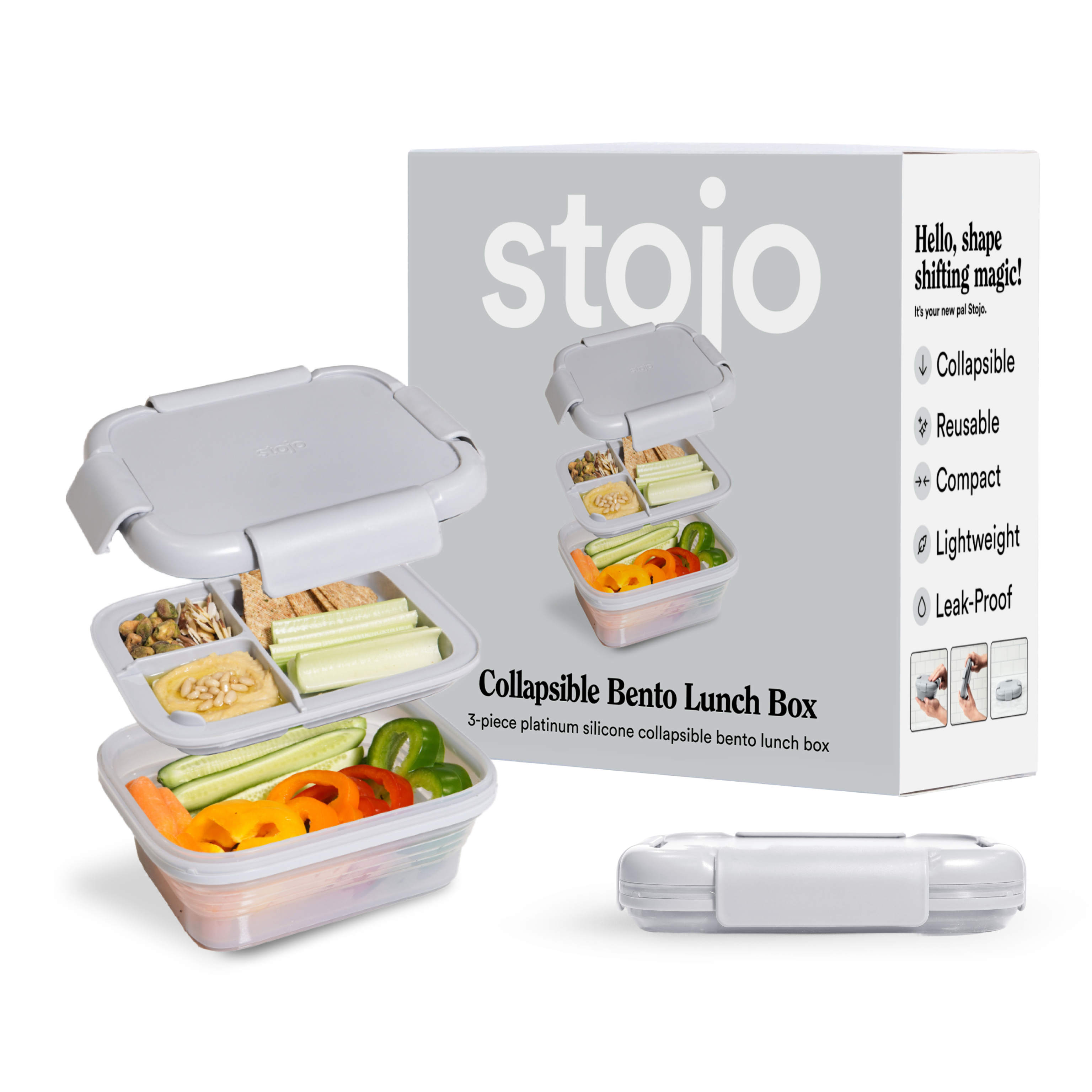 스토조 접이식 실리콘 런치박스 도시락통 밀폐용기 1500ml, 캐시미어 - 상품 이미지