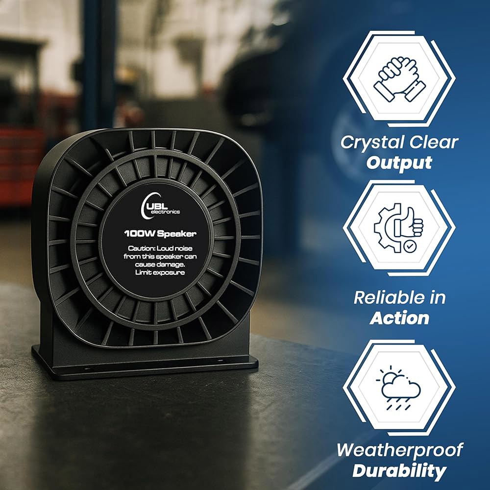 UBL 100W Large Speaker for Emergency Vehicles 124 dB High Output Siren Speaker, Universal Compatibil - 상세 이미지 3